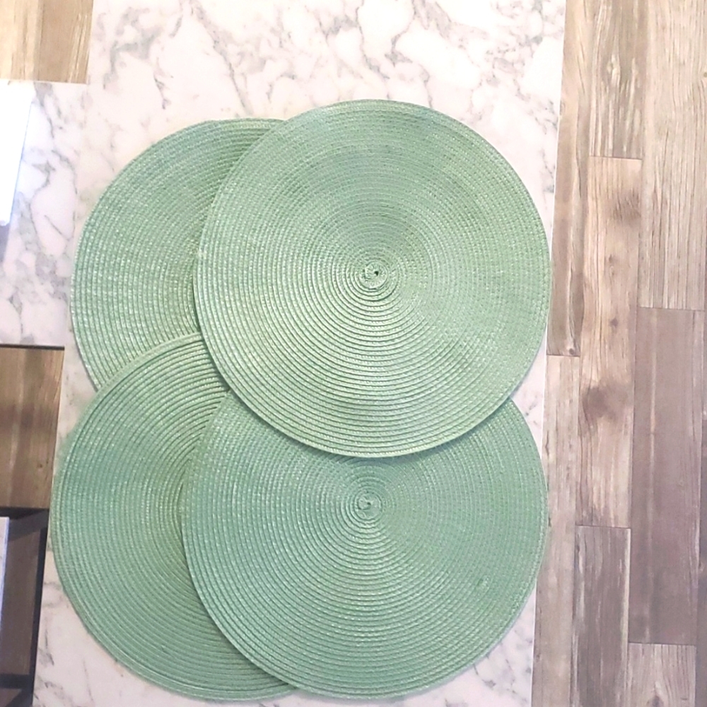 Teal woven circular placemats